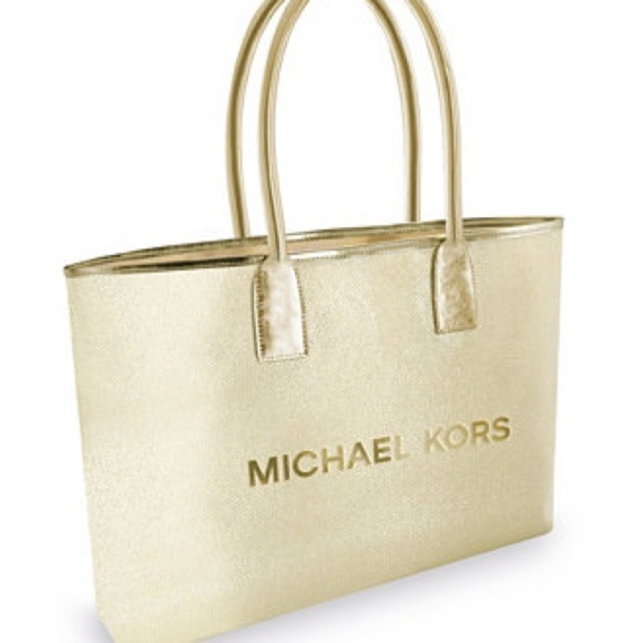 New Michael Kors Gold Tote Bag with Dustbag - Picture 1 of 11